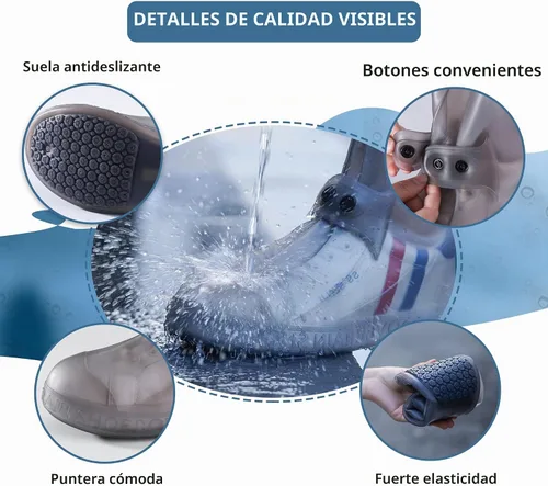 Vista 3 de SooGree Fundas impermeables para botas de lluvia, protectores de silicona para zapatos, control de arena, antideslizantes, plegables, reutilizables