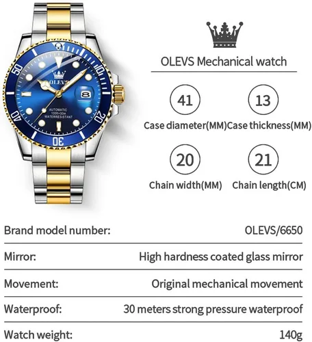 Vista 6 de OLEVS Reloj mecánico para hombre ahueca hacia fuera impermeable reloj de cuerda automático para hombres