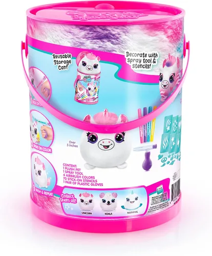Vista 3 de Canal Toys Personaliza el unicornio de peluche esponjoso mediano con aerógrafo. Decora, lava, repite. Personaliza tu propia felpa de arte en aerosol