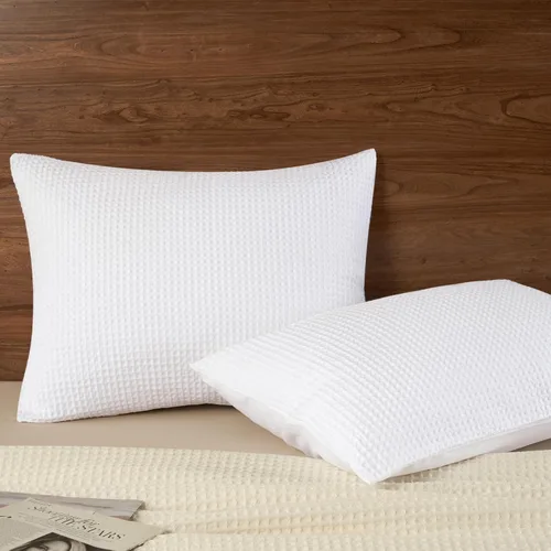 Vista 43 de PHF Funda de almohada 100% algodón con tejido de gofre, 22 x 22 pulgadas, sin relleno, paquete de 2 elegantes fundas de almohada cuadradas