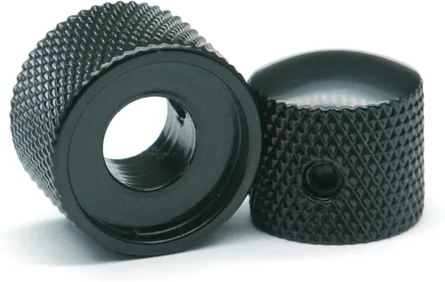 Vista 4 de Juego de 2 perillas de control apiladas concéntricas duales de guitarra con llave de repuesto para guitarra eléctrica y bajo (negro)