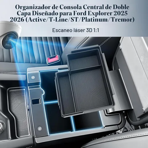 Vista 2 de BIBIBO Doble capa para organizador de consola central Ford Explorer 2025