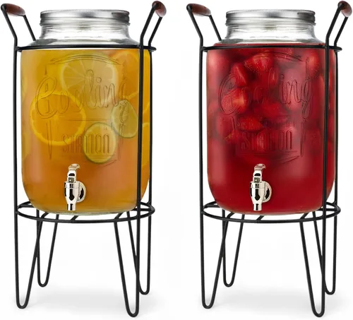 Vista 14 de Dispensador de bebidas de vidrio de 1 galón con espita – Dispensador de bebidas con bandera estadounidense del 250 aniversario, a prueba de fugas
