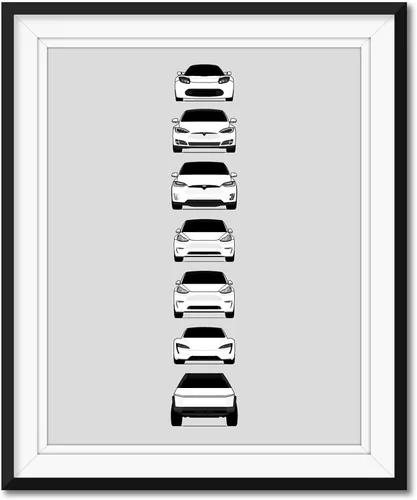 Vista 9 de Custom Car Posters Póster hecho a mano compatible con Tesla Generations e impresión de Roadster, Model S, Model X, Model 3, Model Y, Cyber Truck
