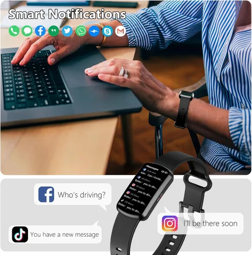 Vista 6 de Monitor de salud y fitness, reloj inteligente con frecuencia cardíaca 24/7, monitor de actividad con presión arterial y monitor de oxígeno