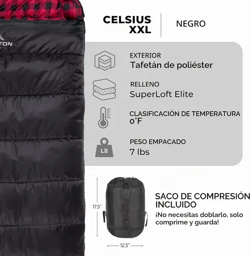 Vista 3 de Teton Celsius XXL Sleeping Bag, Cold Weather Sleeping Bags for Adults and Kids, Camping Made Easy and Warm. Compression Sack Included
