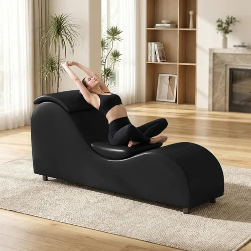 Vista 9 de Mjkone Elegante silla de yoga, tumbona curvada para adultos, color negro