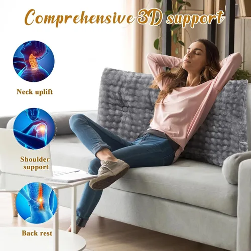 Vista 3 de Almohada de cuña triangular para cabecero de cama, respaldo de lectura, almohada de cuña con funda extraíble, soporte de espalda para litera