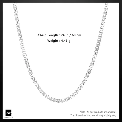 Vista 3 de Amberta 925 Sterling Silver 2.3 mm Heart Chain Necklace Various Styles