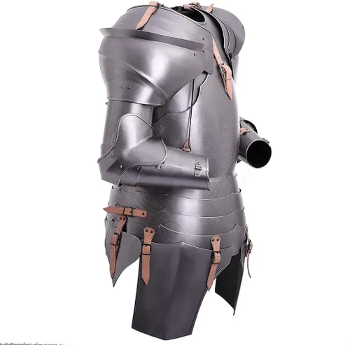 Vista 3 de Impactnautical - Traje de armadura milanesa medieval de fin de siglo XV hasta principios del siglo XVI, color gris claro, 38 pulgadas
