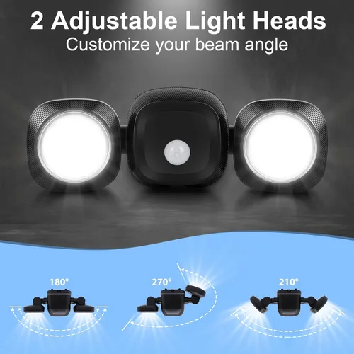 Vista 8 de Paquete de 2 luces LED inalámbricas con sensor de movimiento que funcionan con pilas, luces de inundación LED inalámbricas con control remoto, luz