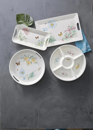 Vista 3 de LENOX Butterfly Meadow: Bandeja de melamina para servir con mango, 1.82 libras, multicolor.