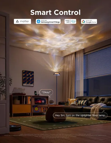 Vista 7 de Govee Uplighter Floor Lamp with Nebula Effect, RGBIC Projector, Floor Lamp for Living Room, Compatible with SmartThings, Alexa and Matter, Corner