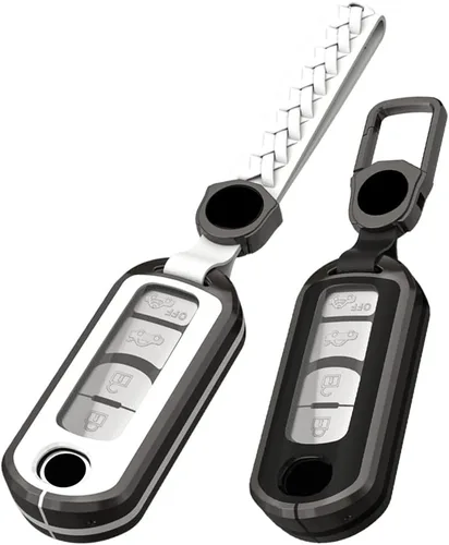 Vista 8 de Alloy Metal Key Fob Cover,2 Pack Compatible with Mazda 3 6 8 Miata MX-5 CX-3 CX-5 CX-7 CX-9 RX-8 Negro