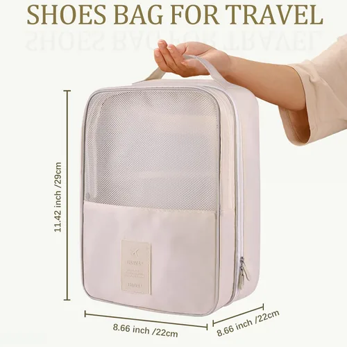 Vista 2 de GobbaGoods Bolsa para zapatos con capacidad para 3 pares de zapatos, bolsa de almacenamiento para viajes y uso diario, con 5 piezas, bolsa