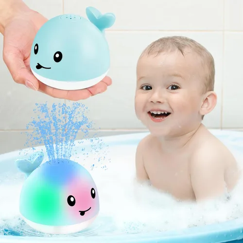 Vista 12 de Gigilli - Juguete de baño de ballena, para bebés de 6 a 18 meses, rociador de agua iluminado de juguete, para niños pequeños de 1 a 4 años, regalos