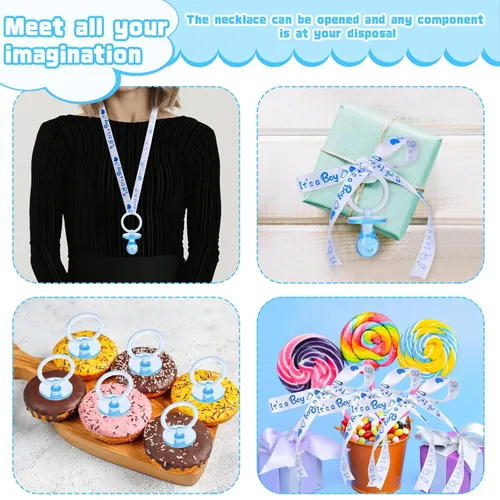 Vista 5 de XINHUIDALSQ Collar de 36 chupetes de baby shower, bonitos collares acrílicos para juegos de baby shower, regalos de fiesta, decoraciones