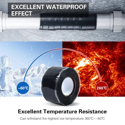 Vista 5 de SIKEDEPRO Cinta de silicona autofusible, 2 rollos de cinta de reparación de tuberías de 1 x 10 pies resistente a la intemperie, cinta de goma
