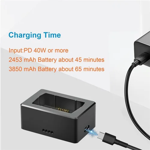 Vista 2 de Mavic Mini 3 Pro Accessories Cargador de batería USB, concentrador de carga de batería con dos cables de carga para DJI Mini 3 Pro, soporte QC3.0 PD