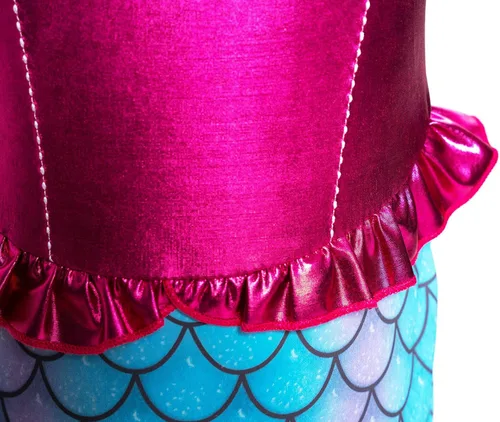 Vista 4 de Funna Disfraz de sirena para niñas vestido de princesa con accesorios
