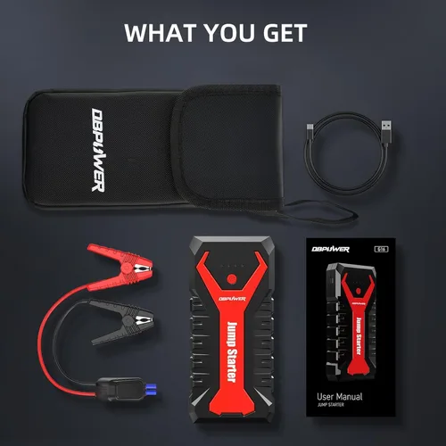 Vista 7 de DBPOWER Arrancador portátil para coche de 5000A/80.66Wh, para motores de hasta 8.0 L gasolina y 6.5 L diesel, arrancador de batería de iones