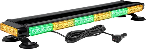 Vista 8 de WOWTOU - Barra de luz LED de 56 luces rojas y blancas de techo de emergencia con flash intermitente para bomberos voluntarios, vehículos de Rojo