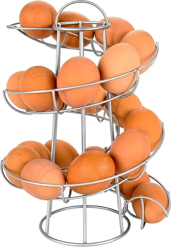 Vista 9 de Southern Homewares tobogán para huevos, dispensador en espiral con diseño moderno de primera calidad, se puede colgar, plateado, Negro