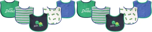 Vista 14 de Luvable Friends Baby Cotton Terry Drooler Bibs with PEVA Back, Transportation, One