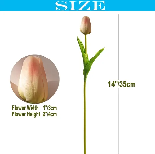 Vista 2 de Tulipán artificial de 30 piezas de flores de tacto real para la decoración del hogar de la boda centro de mesa Champán
