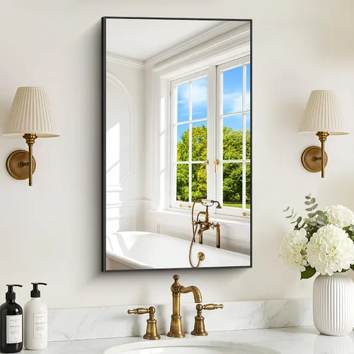 Vista 37 de DESBING 16"x20" Bathroom Mirror for Over Sink, Black Framed Wall Mirror Negro