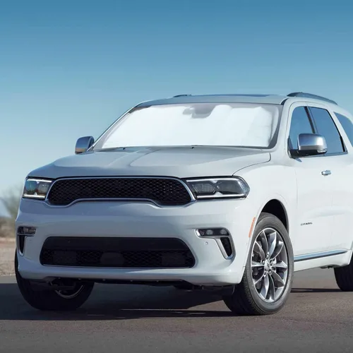 Vista 6 de JWWY Parasol para parabrisas para ventana, panel de parasol para Dodge Durango 2011-2024+ + accesorios plegables de poliéster reflectante, bloqueo