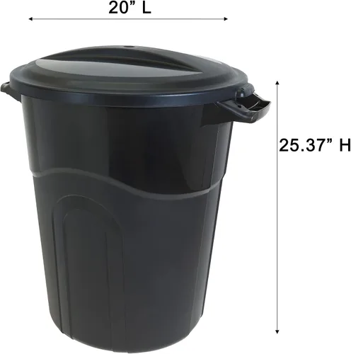 Vista 5 de United Solution TI0087 - Contenedor de basura redondo de 20 galones, color negro, fácil de transportar con construcción resistente, asas de paso