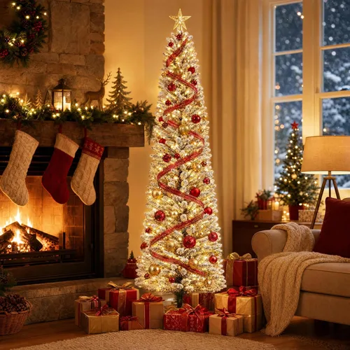 Vista 22 de Árbol de Navidad preiluminado de 6 pies con 210 luces Verde-clásico