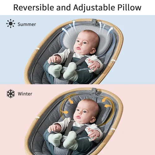 Vista 7 de Columpios de bebé para bebés, columpio eléctrico para recién nacido con 5 velocidades, 10 canciones de cuna, apto para 0-6 meses