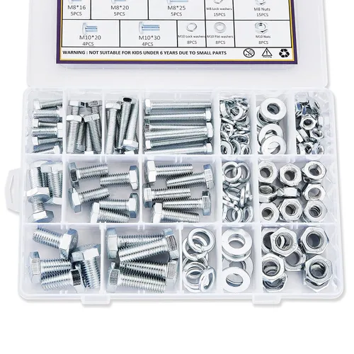 Vista 9 de ZTF SAE Grado 8 Kit de Surtido de Pernos y Tuercas, Juego de Surtido de Tornillos y Pernos Hexagonales de Servicio Pesado, 12 Tamaños Comunes