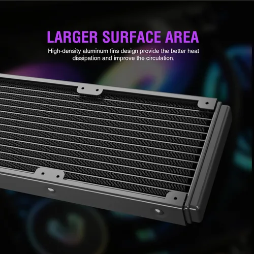 Vista 4 de Vetroo V240 Enfriador líquido negro de CPU de 9.449 in bomba RGB direccionable y ventiladores PWM 250 W TDP AIO refrigeración por agua