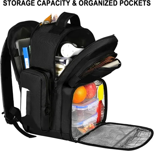 Vista 2 de MATEIN Mochila de almuerzo para hombres de trabajo, mochila táctica de 15.6 pulgadas con compartimento para el almuerzo, mochilas grandes para Negro