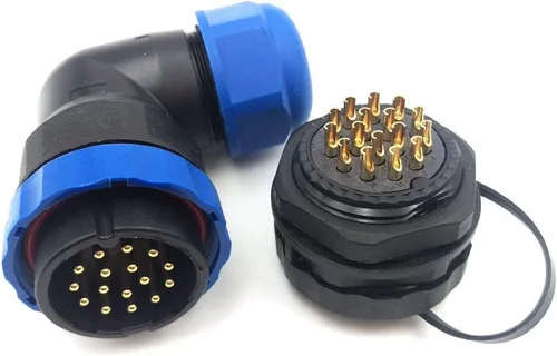 Vista 9 de SD28 2Pin ~ 26Pin con bridas codo conector de cable de aviación, conector de alimentación industrial IP67 (2 pines)