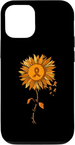 Vista 28 de Funda para iPhone 17 con cinta naranja y girasol de conciencia sobre la leucemia