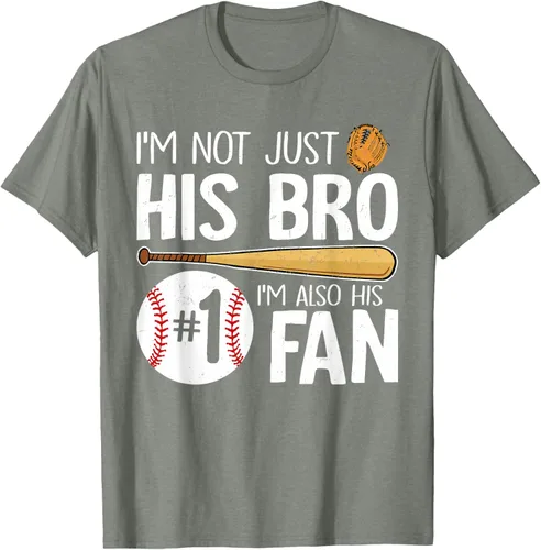 Vista 38 de Camiseta Baseball Brother I'm Not Just His Bro I'm His Number One Fan, Negro