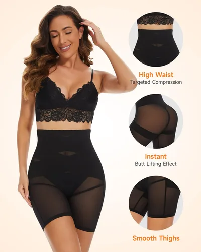 Vista 3 de YADIFEN Faja moldeadora de cintura alta para mujer, con control de abdomen, pantalones cortos moldeadores de muslos más delgados para levantar