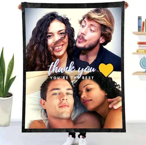 Vista 17 de Manta personalizada con foto y texto personalizado, manta para papá con imágenes de regalo para bebés, amigos, amantes y mascotas, manta