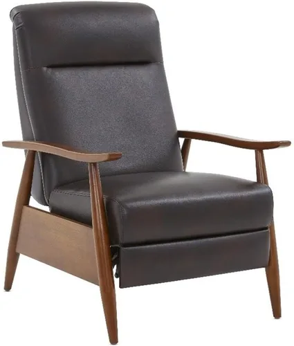Vista 11 de Solaris Silla reclinable de piel sintética negra con brazo de madera
