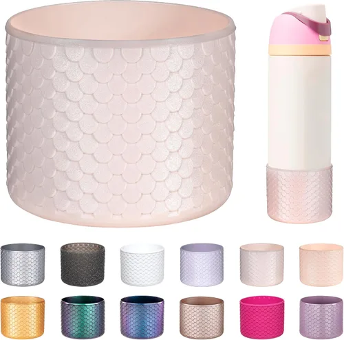 Vista 50 de Funda de Silicona para Botella de Agua Owala de 24oz, Manga Protectora Antideslizante Brillante para Botella de Agua Owala que Protege las Botellas