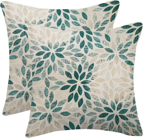 Vista 18 de Juego de 2 fundas de almohada negras y grises de 40 x 40 cm, geométricas, florales, decorativas para exteriores, fundas de almohada estilo granja