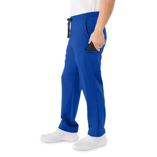 Vista 3 de ave. Pantalón médico Clinton unisex de pierna recta con seis bolsillos en color real, talla L