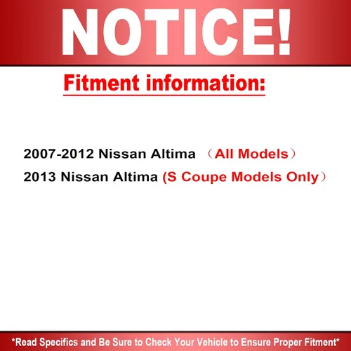Vista 3 de MotorbyMotor Juego de Kit de Frenos Delanteros de 296mm Rotores y Pastillas de Freno de Reemplazo para Nissan Altima 2007-2012, 2013 Nissan Altima