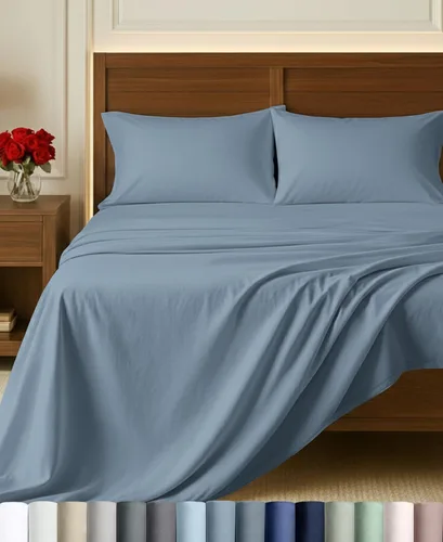 Vista 73 de California Design Den Sábanas de Algodón Egipcio 100%, Juego de Sábanas de Lujo Auténtico Certificado Tamaño Full con Bolsillo Profundo, Satén Suave
