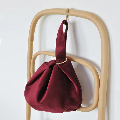 Vista 2 de Bolso de mano de terciopelo con asa superior para mujer, pequeño bolso de mano