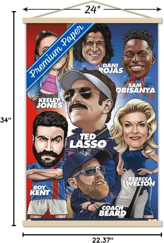 Vista 7 de Trends International Ted Lasso - Póster de pared con marco magnético Juego de perchas de madera de haya y impresión de alta calidad